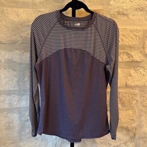 Avia- Heathered Purple and White Striped Tee